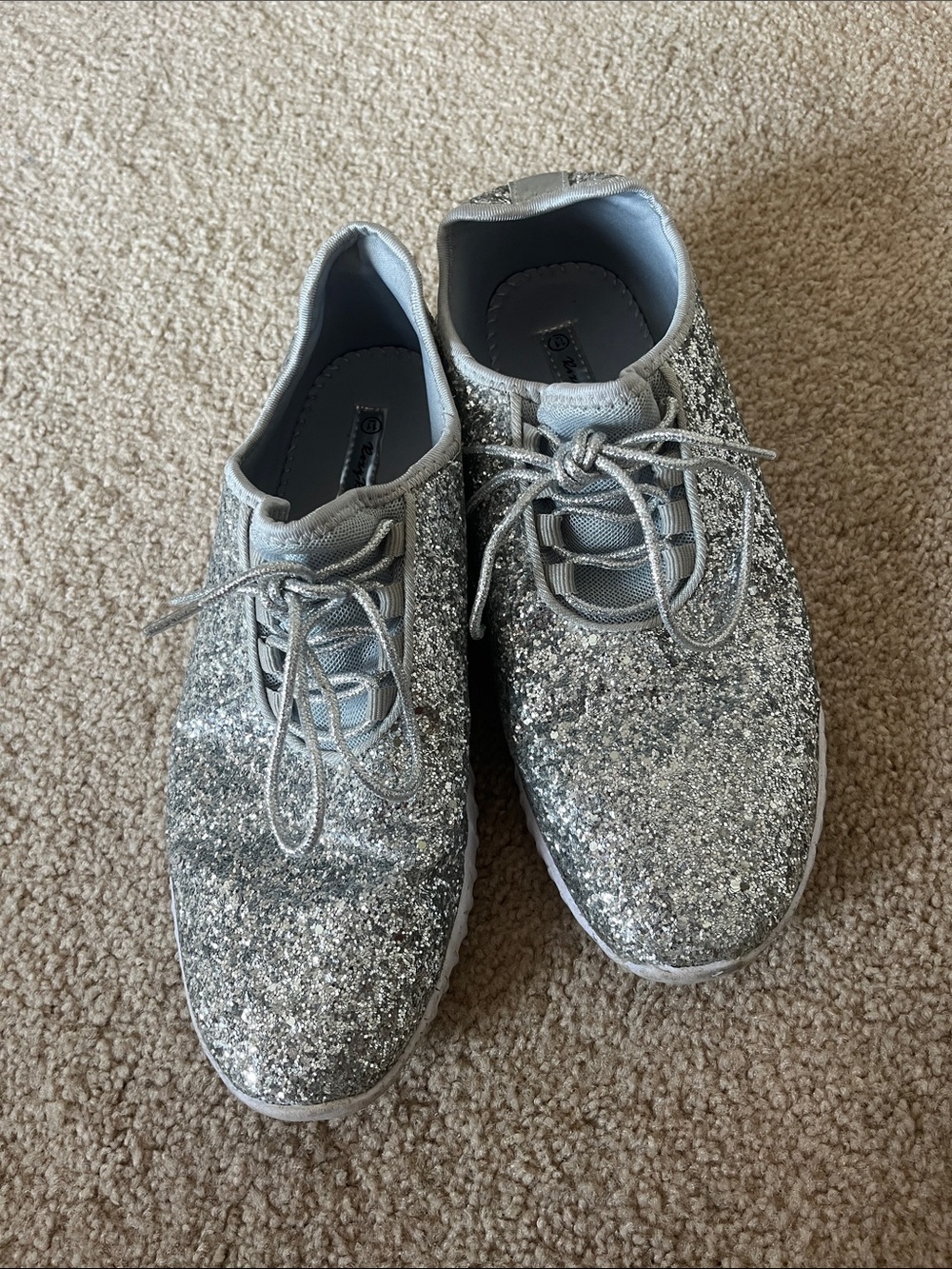 Roxy Rose Silver Glitter Lace-Up Sneakers